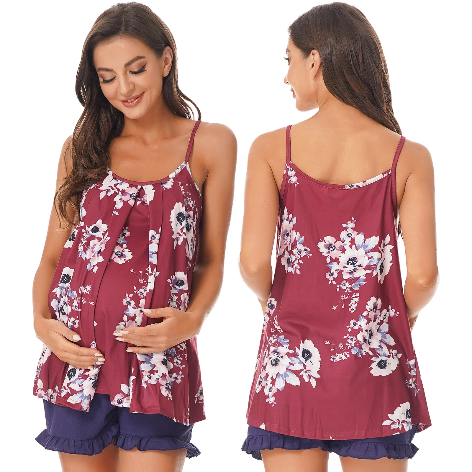 camiseta sem mangas com floral floral para mulheres top tipo tank para maternidade amamentação