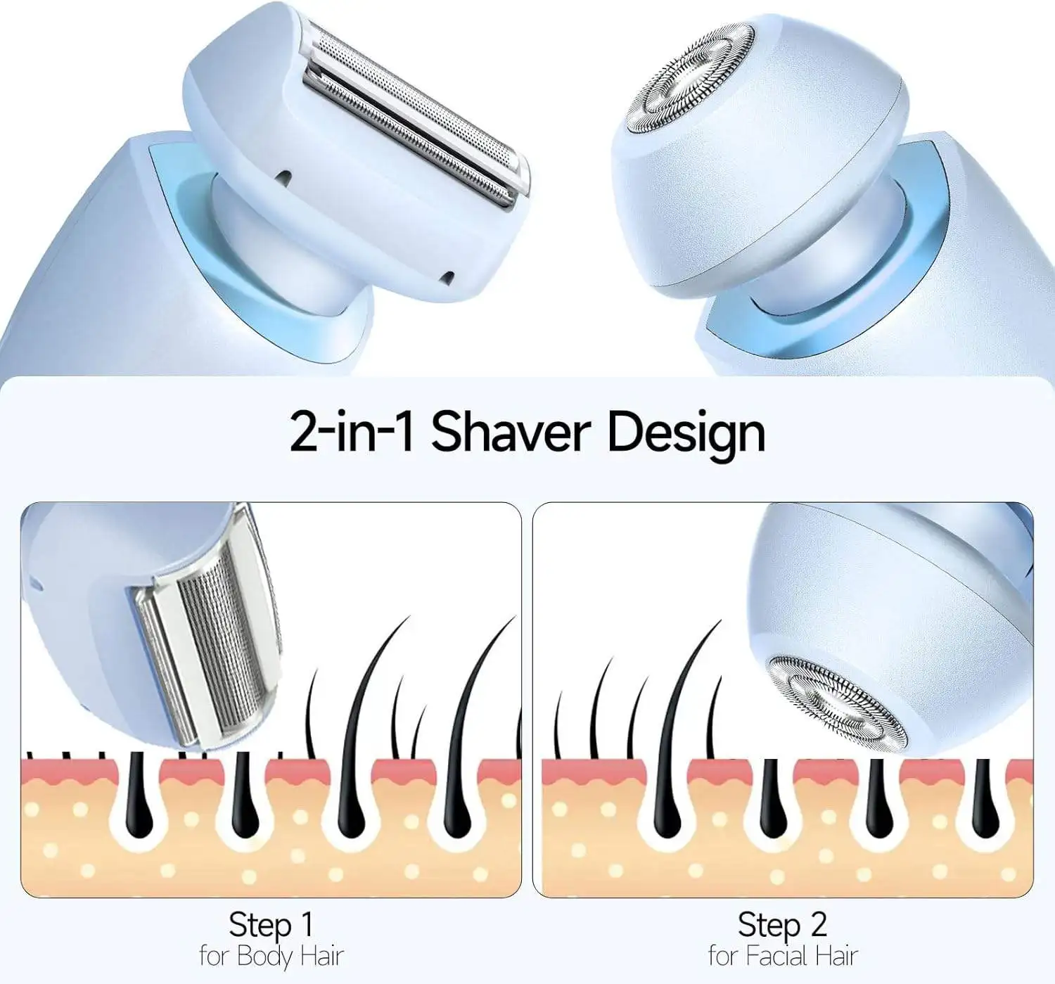 Electric Shaver Portable Waterproof 2 In 1 Painless Shaving Knife Lady Private Part Hair Shaver Trimmer Epilator Bikini Trimmer Electric Razors