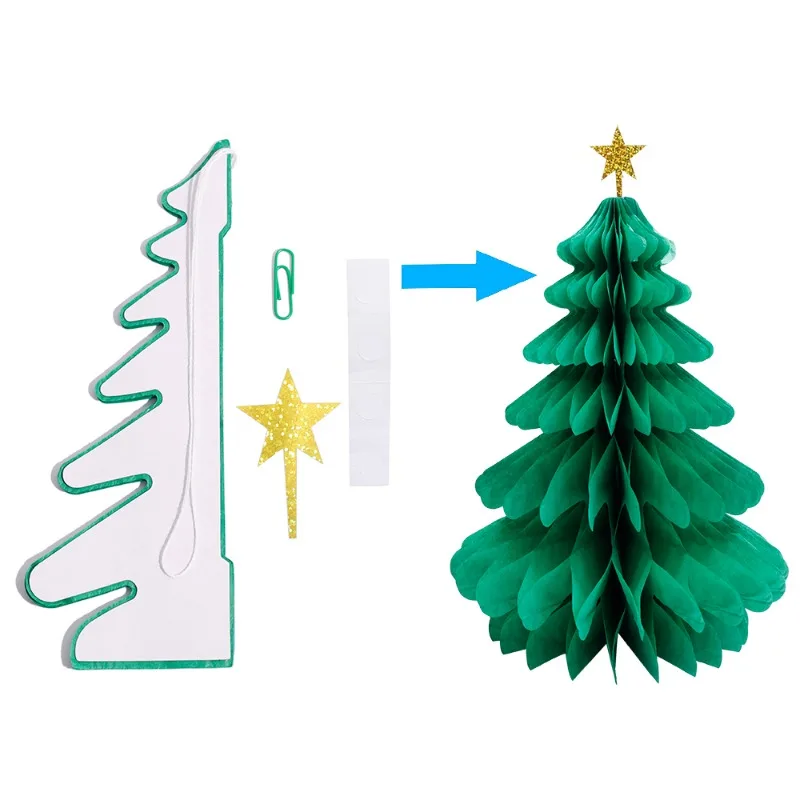 Christmas Tree Table Decoration Paper Honeycomb Pendant Merry Christmas Hanging Ornaments For Home New Year Xmas Festival