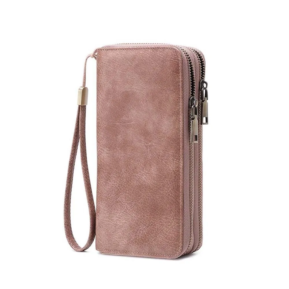 Elegant Leopard Print Portable Long Wallet with Multiple Card Slots - Korean Style Classic PU Handheld Bag