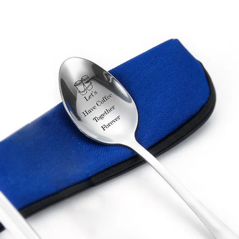 Personalized Stainless Long Handle Spoon Valentines Day Gift for Girlfriend Boyfriend Anniversary Wedding Couples Love Present