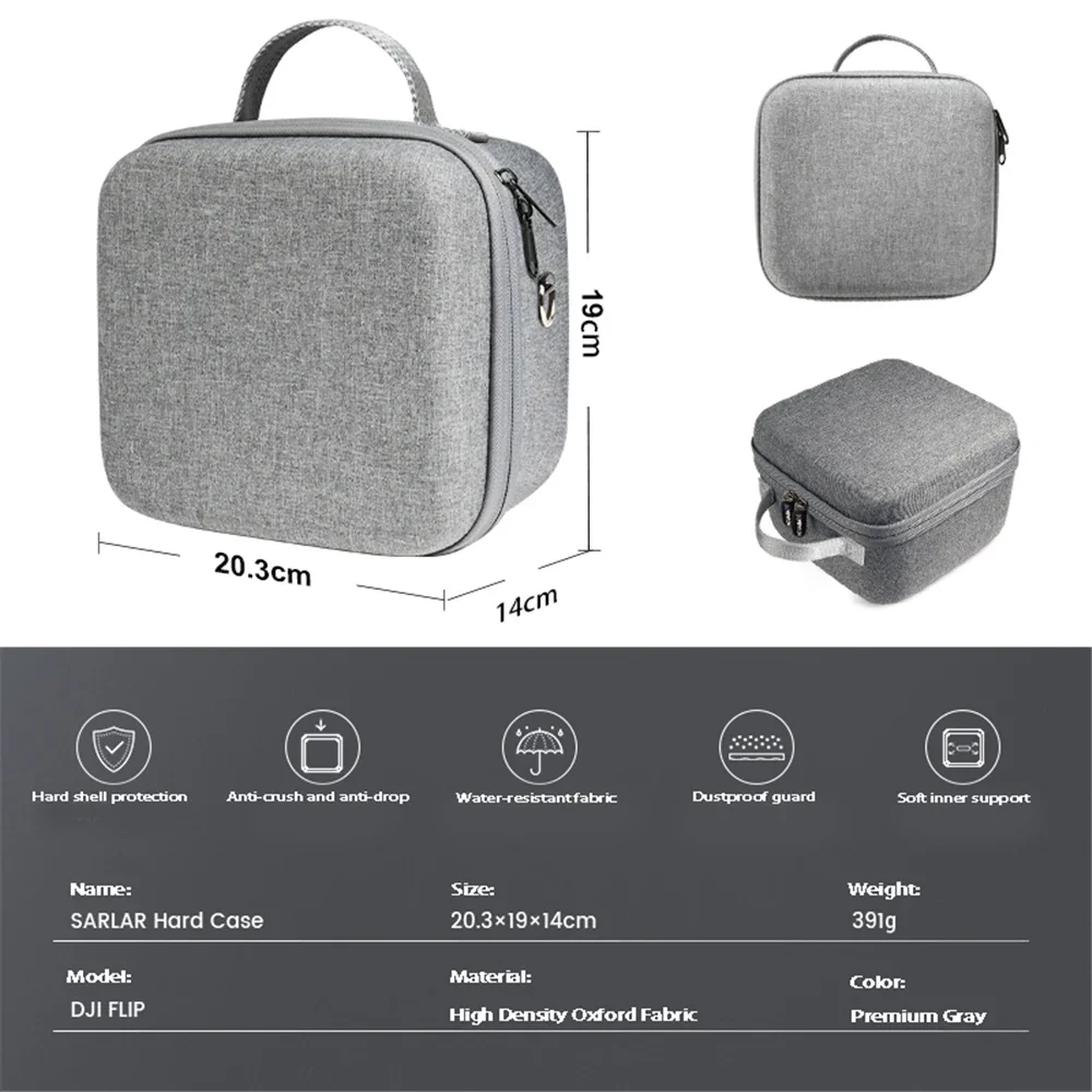 Sac de rangement Fly More Combo pour DJI Flip, poignée de transport et fermeture éclair robuste