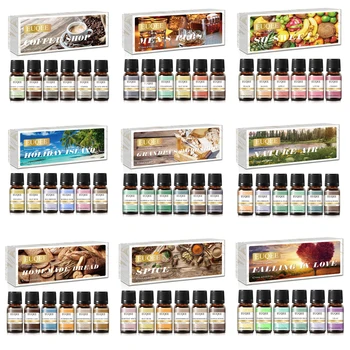 EUQEE 6pcs/set Fragrance Oil Gift Kit For Diffuser Coffee Bakery Harvest Spice Pumpkin Pie Forest Pine Sweet Fruit Aroma Oils 1