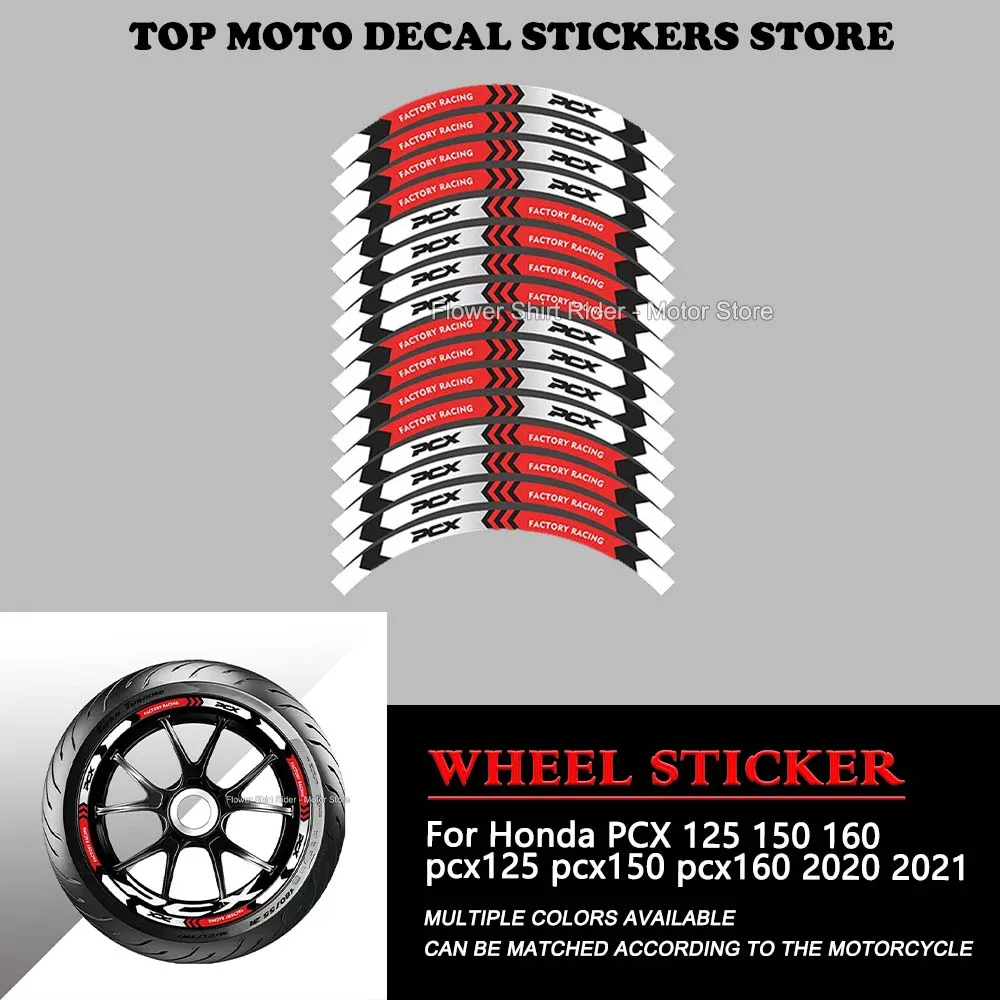 16 pcs Reflective Motorcycle Rim Stickers Waterproof Wheel Decals Set for Honda PCX 125 150 160 2020 2021
