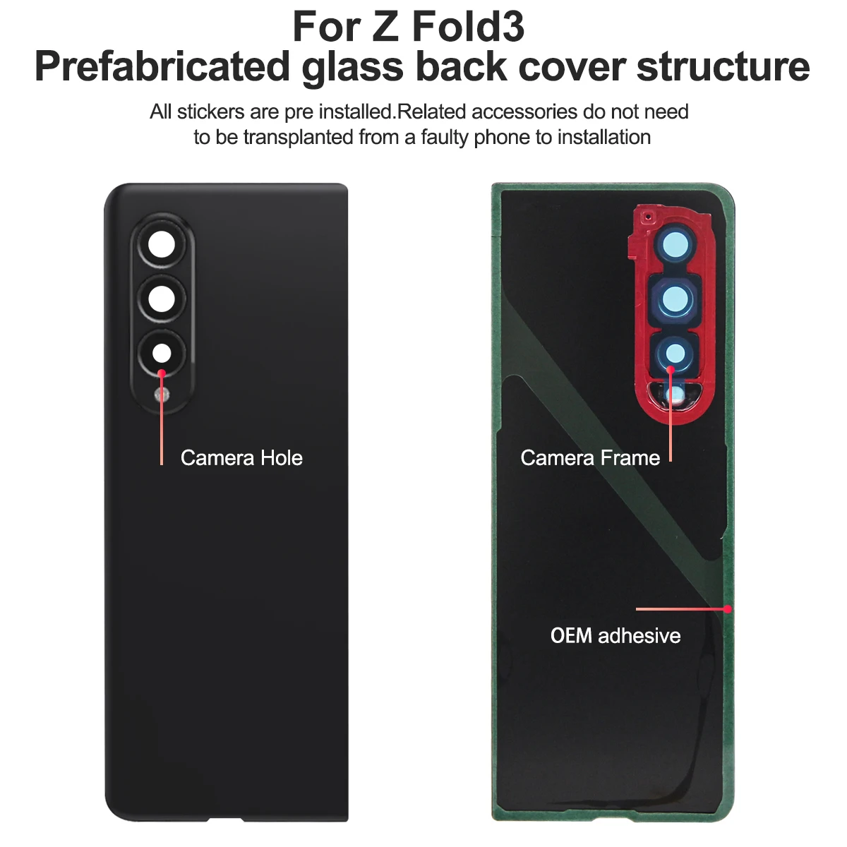 Z Fold2 Fold3 Fold4 5G 삼성용 유리 배터리 커버 후면 도어 하우징 패널 케이스 카메라 렌즈 부품 Z Fold 2 3 4 커버용
