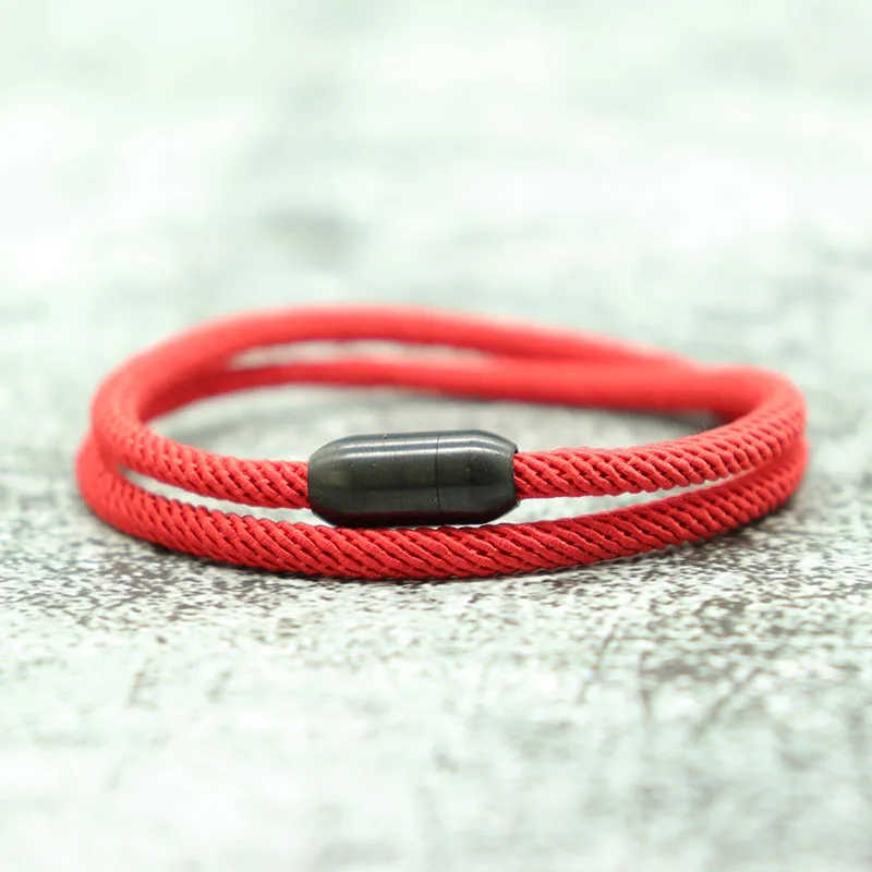 Noter New Men Cord Kette Armband Edelstahl Magnet Schnalle Stoff Armband Outdoor Camping Freizeit zubehör Pulsera Tela – Detail 12