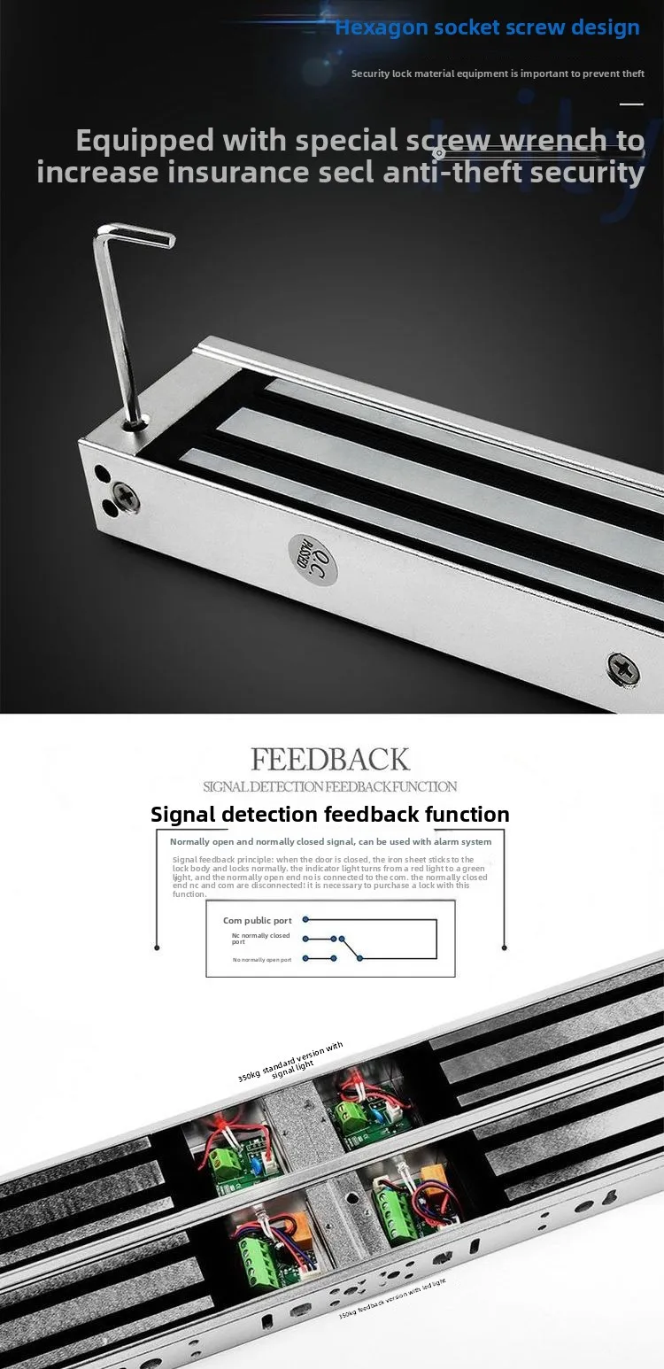 access lock 350/500kg electromagnetic lock single door feedback waterproof elect
