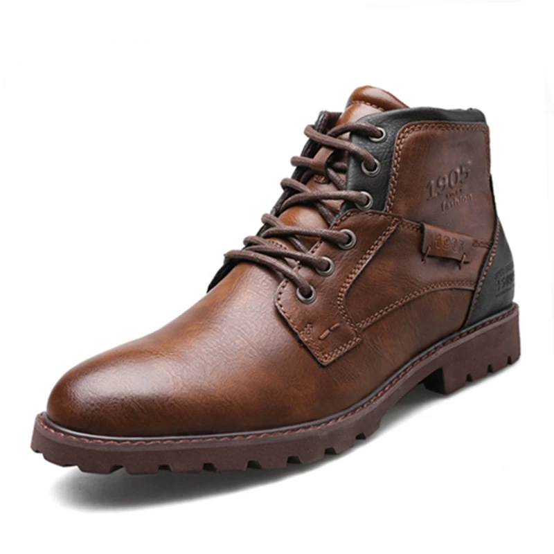 

Mena Shoes High-Top Men Ankle Boots Large Size Lace-Up Short Boots Male Retro Chelsea Boot Platform Shoes Work Booties