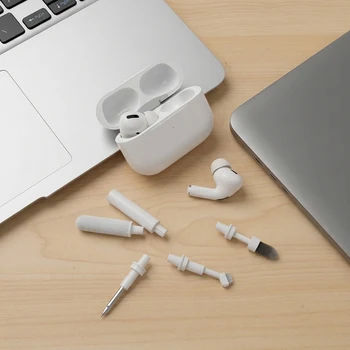 Kit di pulizia portatile 5 in 1 per AirPods Max/Airpods iPhone iPad, set di strumenti per la cura dei gadget, compatibile con auricolari Samsung, Huawei, Xiaomi.