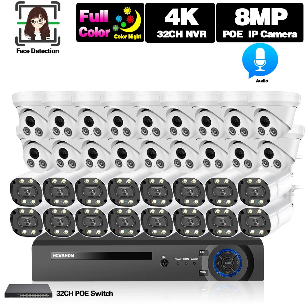 32ch Ip Camera Nvr Kit Cctv System 5mp 4k Cctv Camera Security System