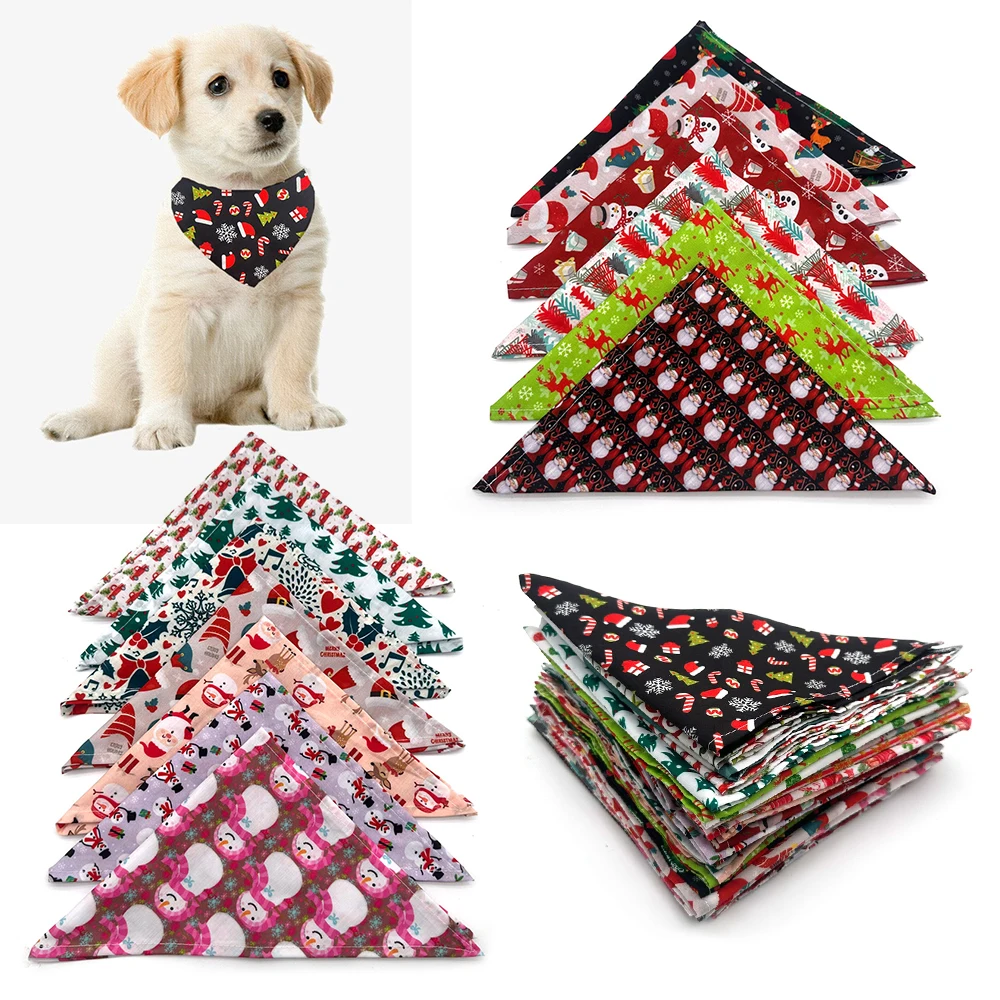 

100pcs Christmas Large Dog Bandanas Bulk Medium Dog Accessories Breathable Pet Bandana Products Dog Bibs Scarf Puppy Supplies