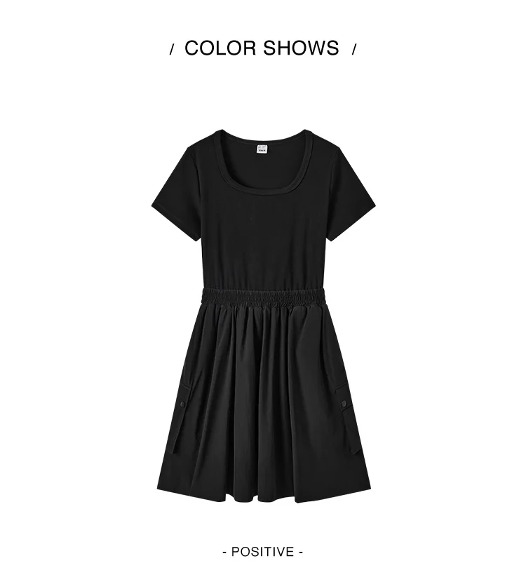 Dress Women Faux Two-Piece Design Versatile Summer New Square Collar Slim Fit Short Skirt Suitable For Petite 13 Dress Women Faux Two-Piece Design Versatile Summer New Square Collar Slim Fit Short Skirt Suitable For Petite