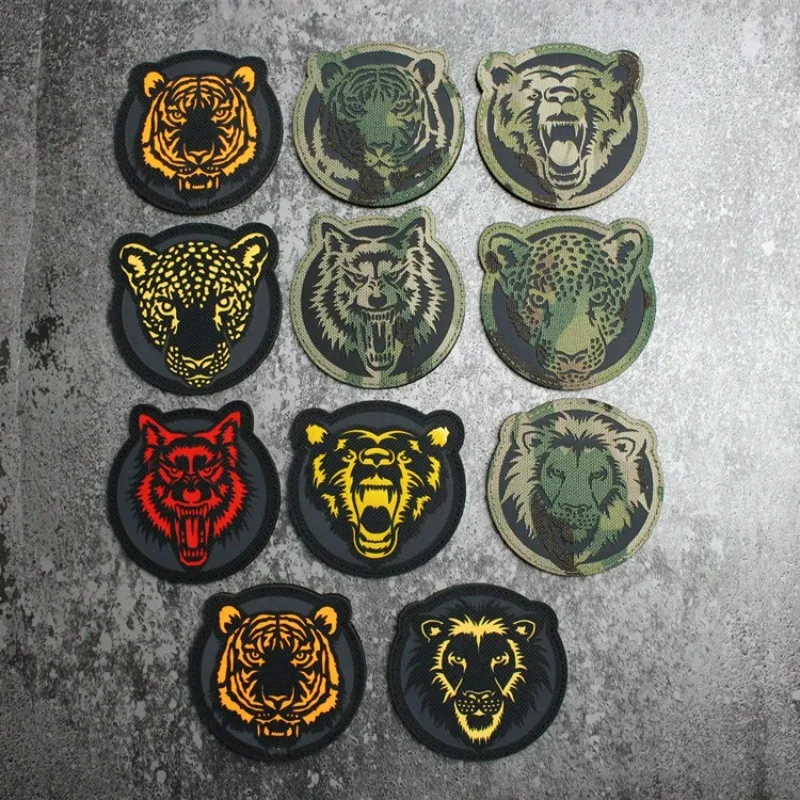 

Laser Cut Beast Reflective Patches for Clothing Luminous Armband Animal Hook and Loop Wolf/tiger/leopard/lion Head Morale Badge