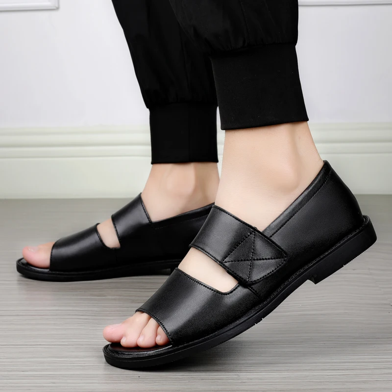 

Brand Men's Summer Sandals Leather Hollow Men's Sandals Breathable Casual Shoes Non-slip Hole Shoes Beach Shoes sandals 슬리퍼