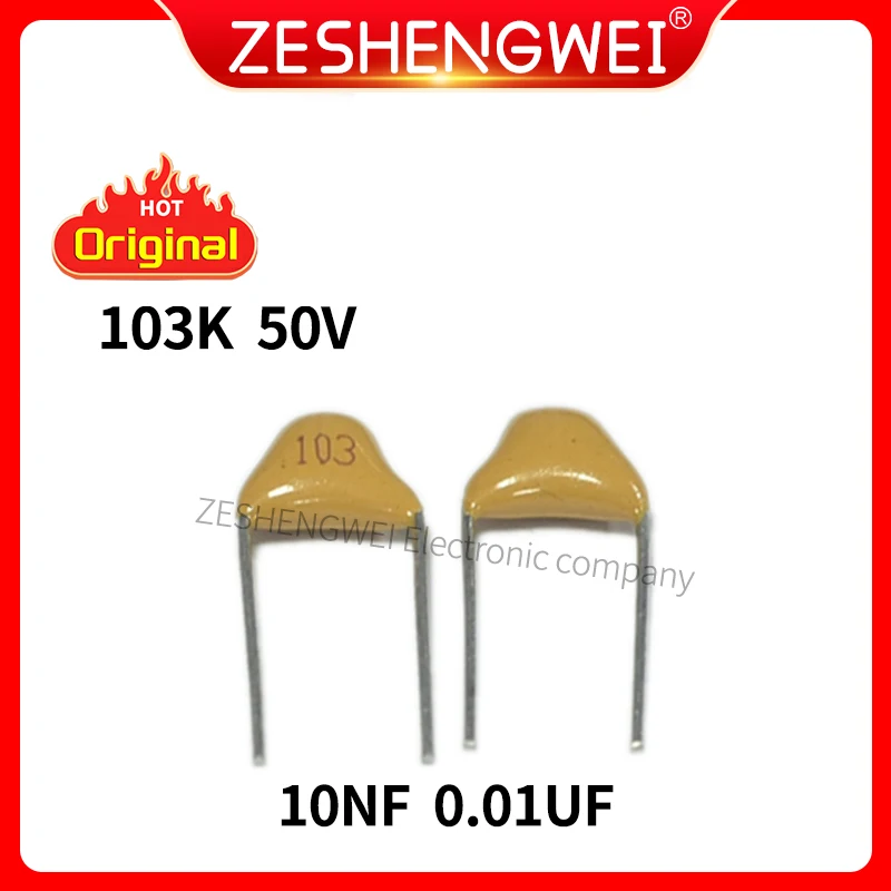 100PCS Monolithic Capacitors 0.01UF 103 10NF 50V Pin Pitch 5.08 MM ±10%