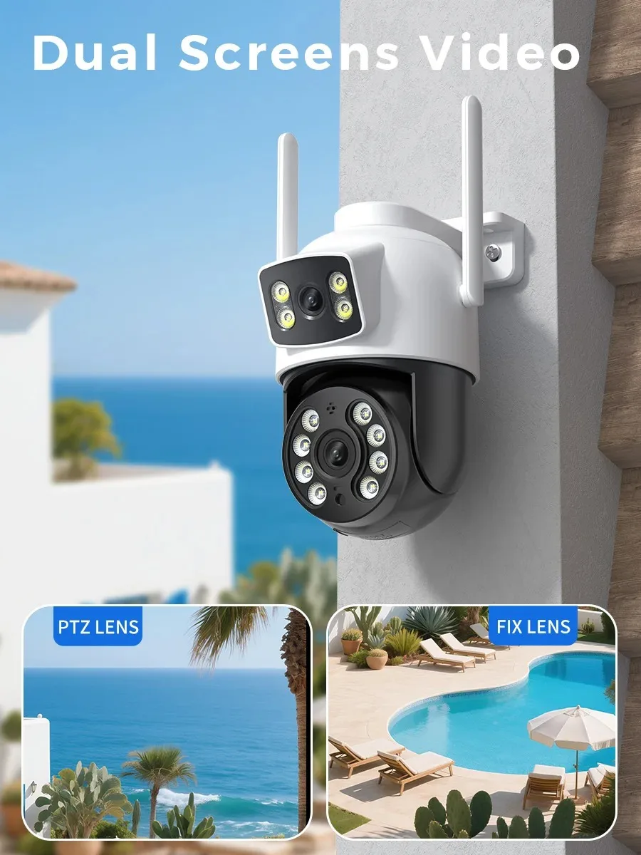 4K 8MP WiFi Surveillance Camera Dual Lens 10X Zoom PTZ IP Camera Auto Tracking Audio Video ONVIF Security CCTV Camera YOOSEE 3