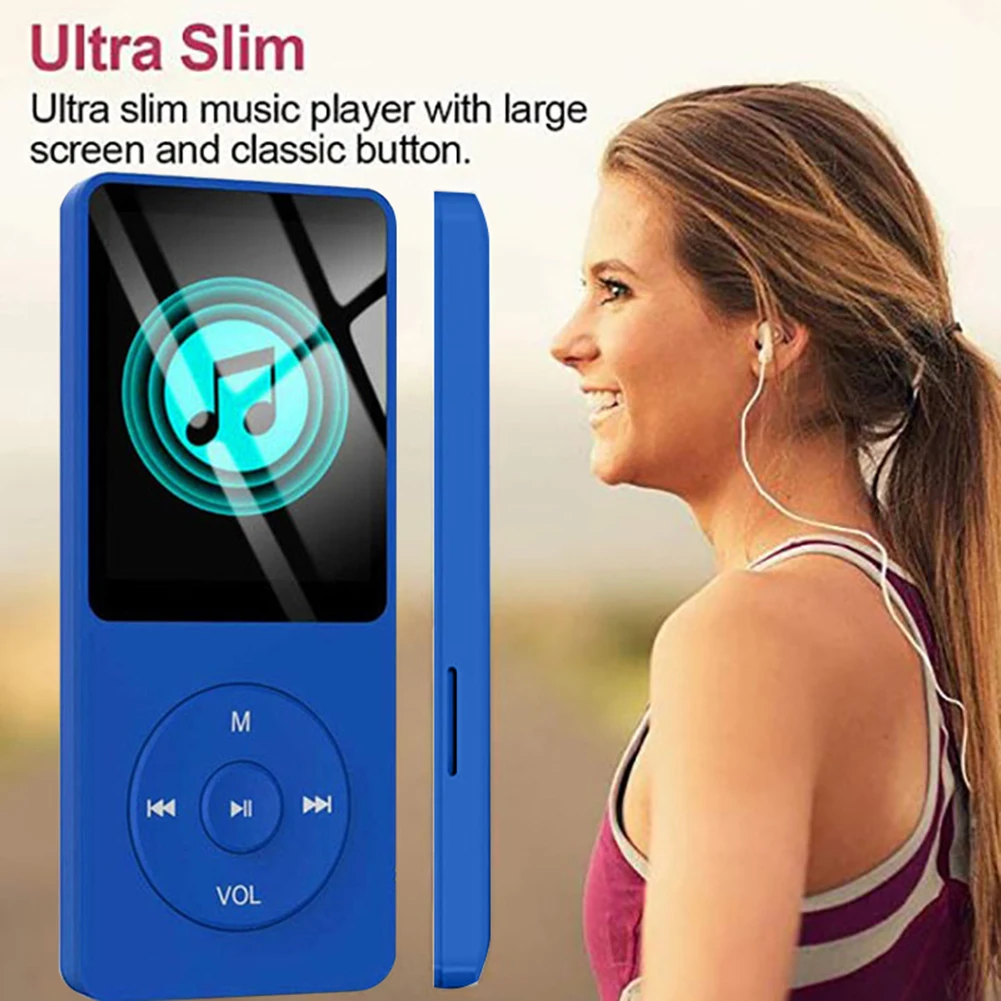 1.8 inch MP3 MP4 Music Player Push Button Bluetooth 5.0 Student Walkman Support 32GB Card Built-in Speaker FM Radio Alarm Clock