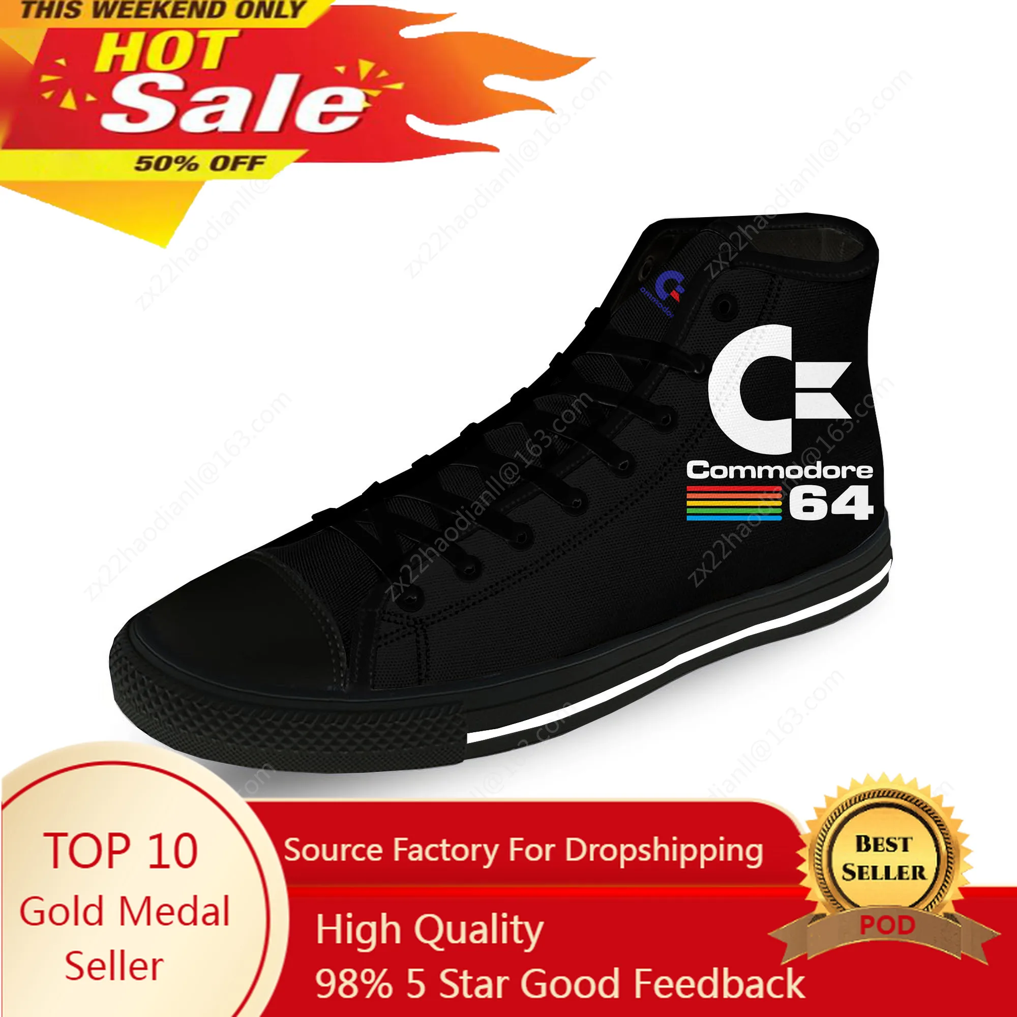Commodore C64 SID Amiga Computer Casual Cloth Fashion 3D Print High Top Canvas Shoes Men Women Lightweight Breathable Sneakers