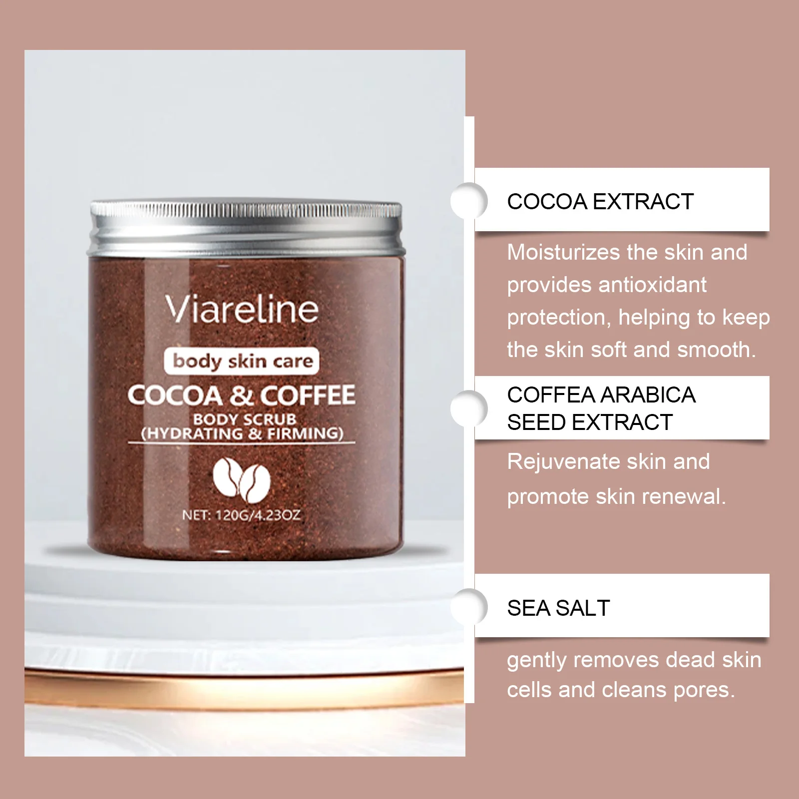 Exfoliating Sea Salt Body Scrub Deep Cleansing Remove Melanin Whiten Skin Shrink Pore Smooth Soft Nourish Coconut Coffee Scrub