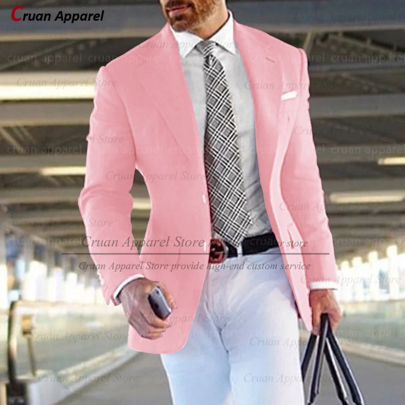 Formal Pink Suit Blazers for Men Groom Wedding Suit Jacket Slim Fit Tailor-made Business Tuxedo Fashion Casual men suits jackets