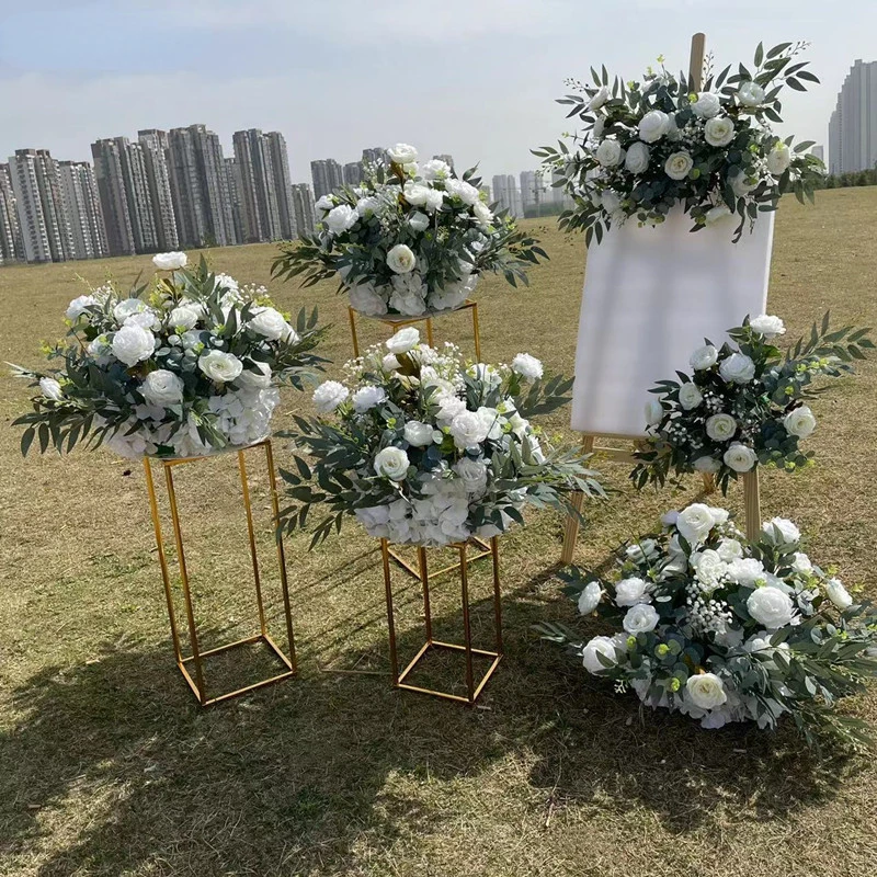 Artificial Flower Road Lead Floor Flower Row Wedding Decoration Welcome Sign Decor Hanging Flowers Row Centerpiece Flower Ball