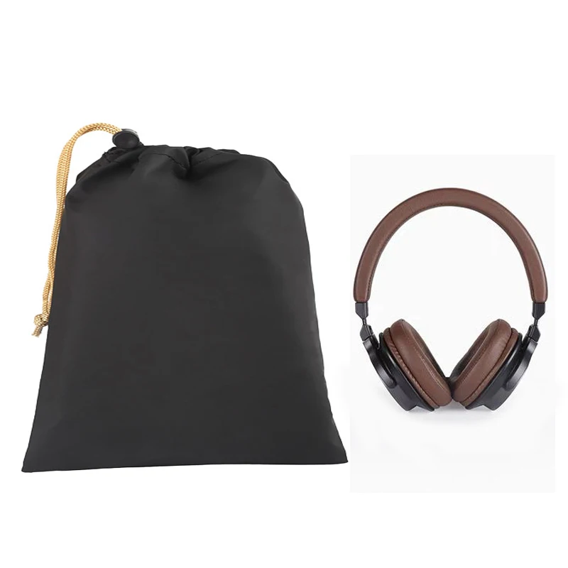 Headphone Drawstring Bags 2pc PU Leather Soft Headset Earphone Data Cable Waterproof Storage String Bag Pouch