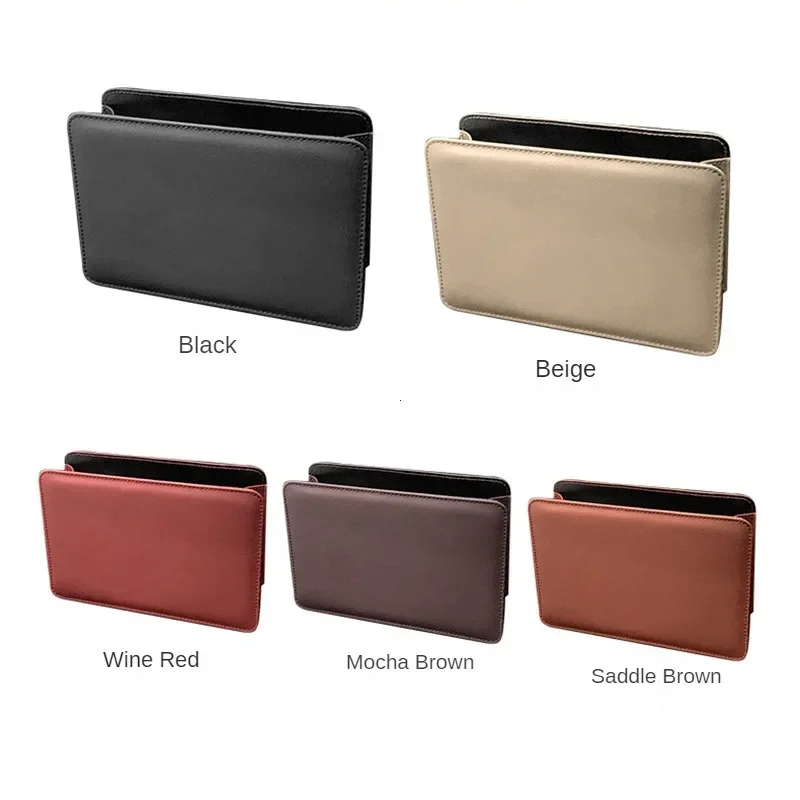 Car Side Door Foldable Trash Can PU Leather Multifunction Storage Box Car Organizer Seatback Hanging Storage Bag Trash Bin