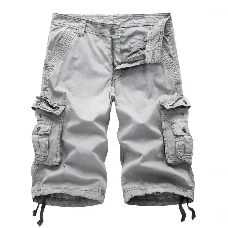 

Mens Khaki Overalls Casual Shorts Large Size Multi-pocket Beachwear Short Cargo Military Style Shorts Plus Size 4xl 5xl