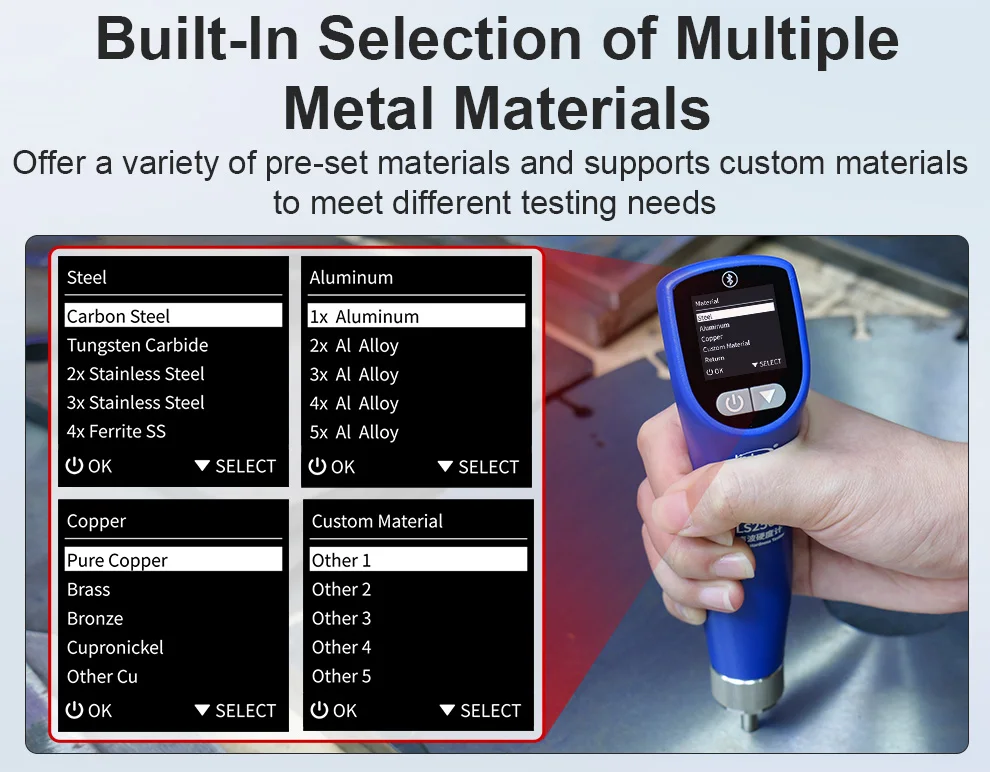 Portable Ultrasonic Leeb Hardness Tester with Calibration Block 170-960 HLD 9 Ha