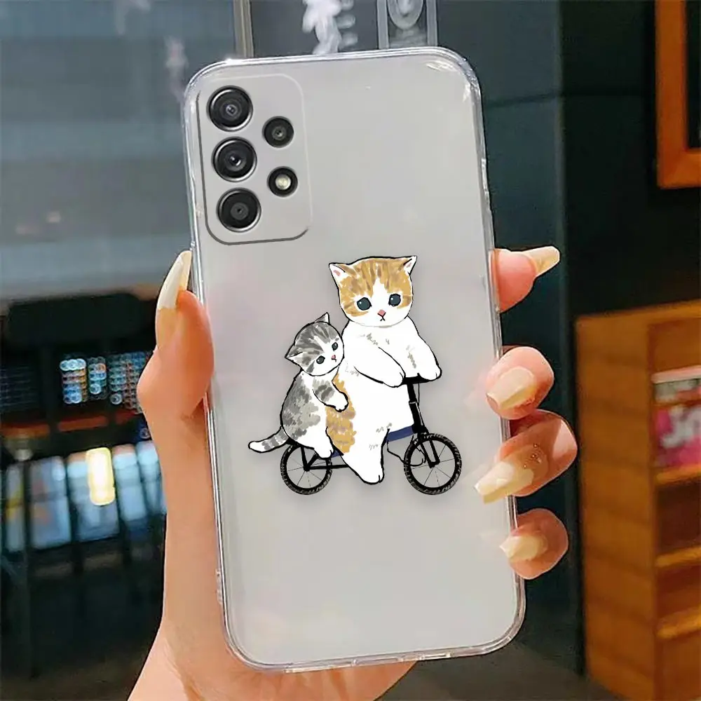 thumbnail image 1 of Clear Case For Samsung Galaxy A13 A20 A20S A21S A22 A23 A31 A32 A42 A50 A51 A52 A53 A71 4G 5G Case Cute Cat Cartoon Illustration, 1 of 5