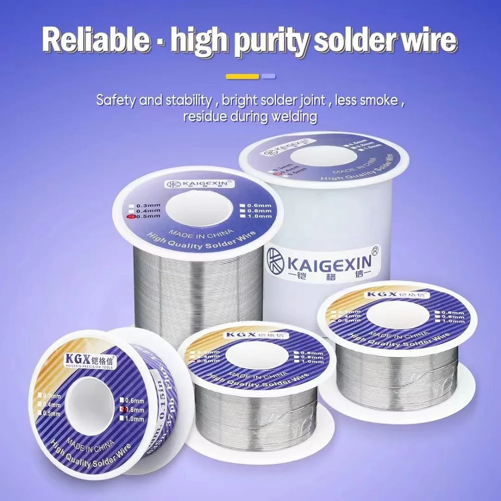 MasterXu 500G KGX Solder Wire Roll 0.8mm 1.0mm Tin Lead Electrical iPhone 12 11 Battery Metal Board Welding Iron SMT BGA Repair