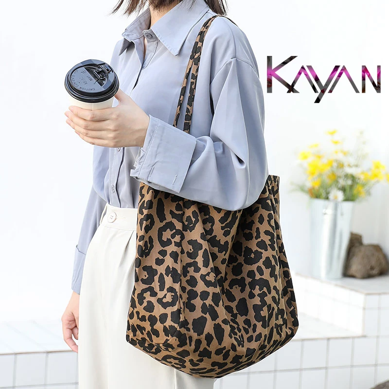 

Luxury Retro Leopard Women's Canvas Bag Large Designer Shoulder Bag Ladies Beach Bag Student Shopping Tote Bag