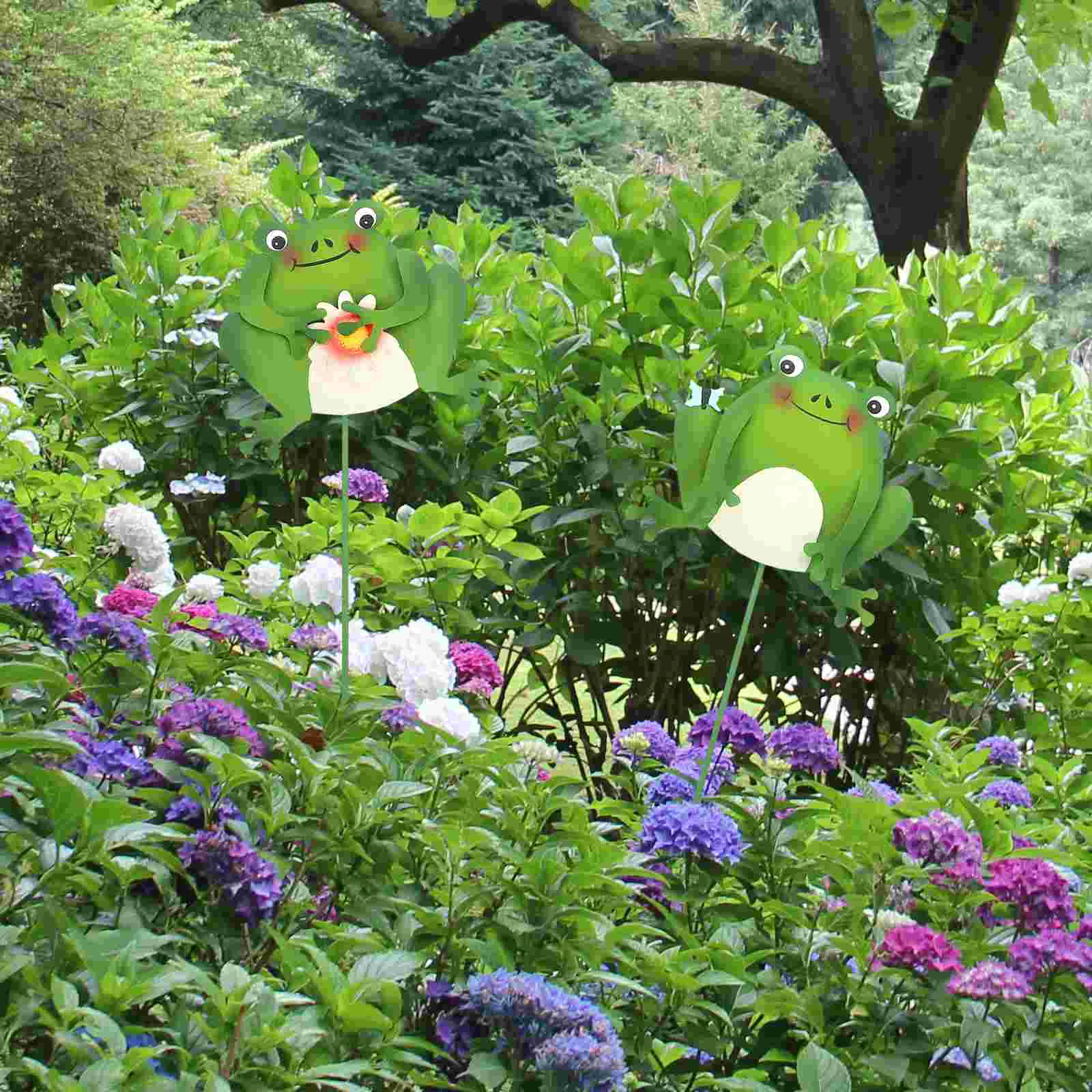 

Iron Frog Frogs Garden Ornaments Decorative Stakes Outdoor Patio Yard Metal Planter