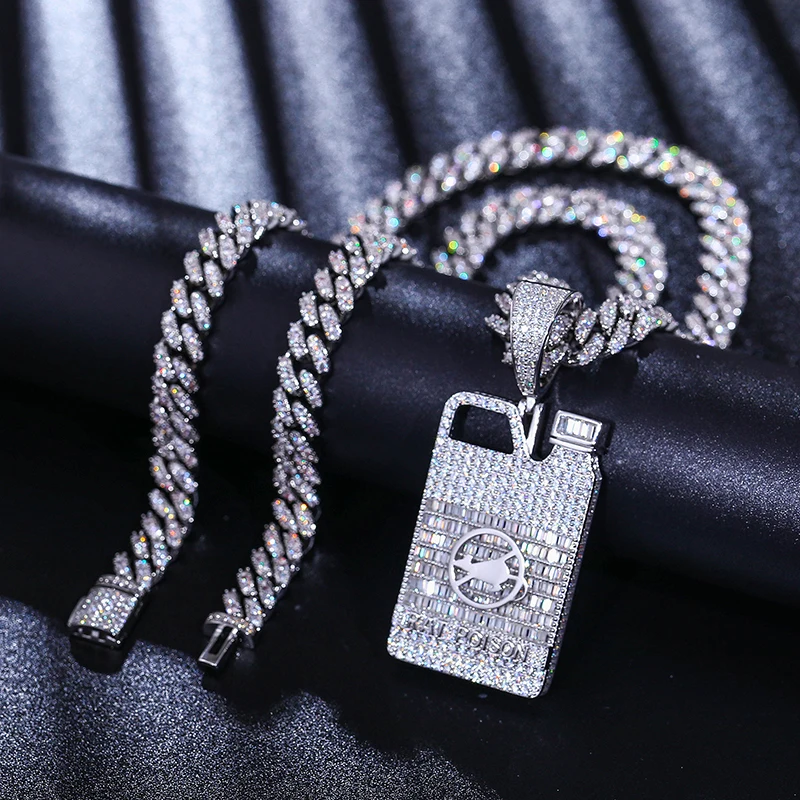 New Design Rat Pendant Necklace Iced Out Baguette 925