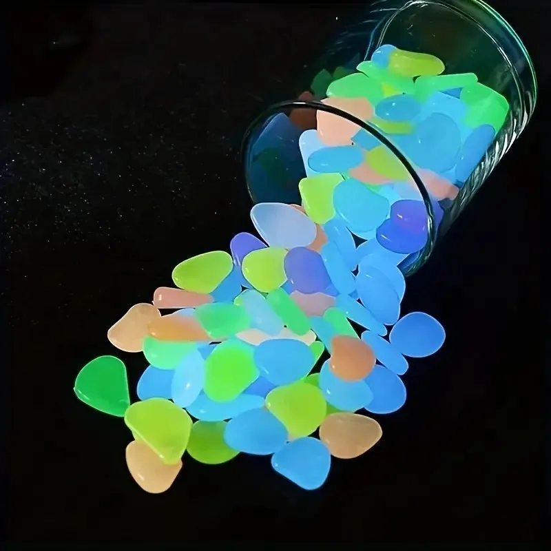 Glow In The Dark Garden Pebbles Stones Rocks For Yard And Walkways Decor Fairy Garden DIY Decorative Luminous Stones aquarium decoration stones
