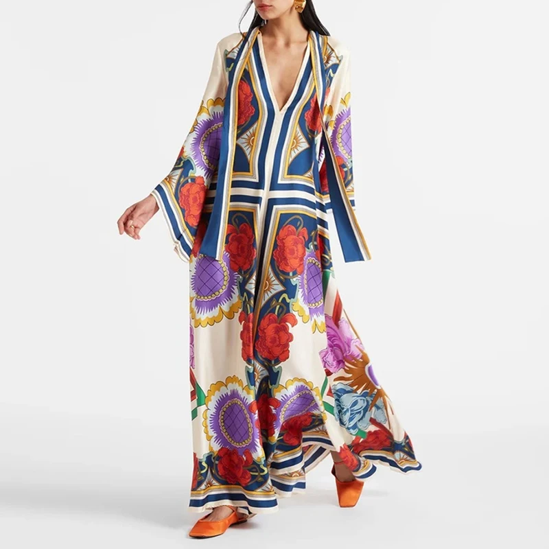 Robe longue boho ethnique vue de face