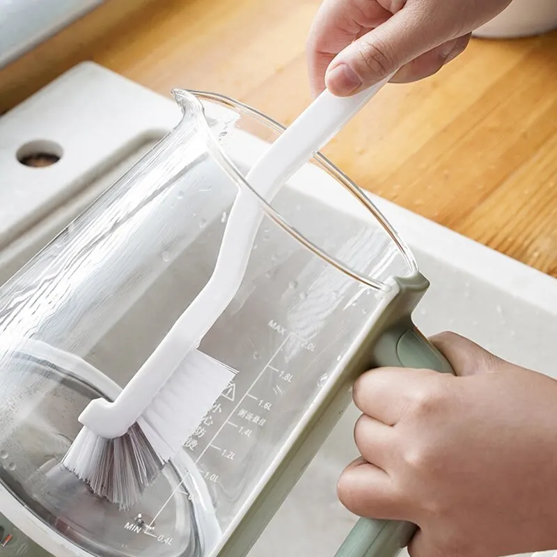 Japanese Style Sink Brush Cleaning Cup Brush with Long Handle Elbow Design Tail Hole Wall Hanging Crevice Cleaning Accessories BEST SELLERS