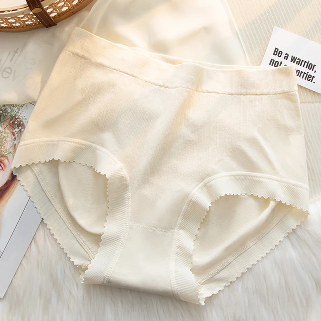 Cheap LANGSHA Large Size M-5XL High Waist Women's Underwear Breathable Cotton  Panties Cute Print Girls Briefs