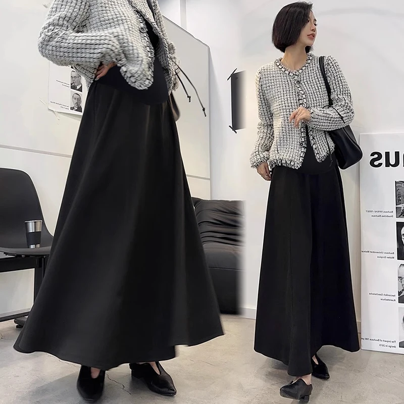 Dense Woolen Maternity Long Skirts Elegant A Line Big Bottoms Clothes for Pregnant Women Autumn Winter Pregnancy