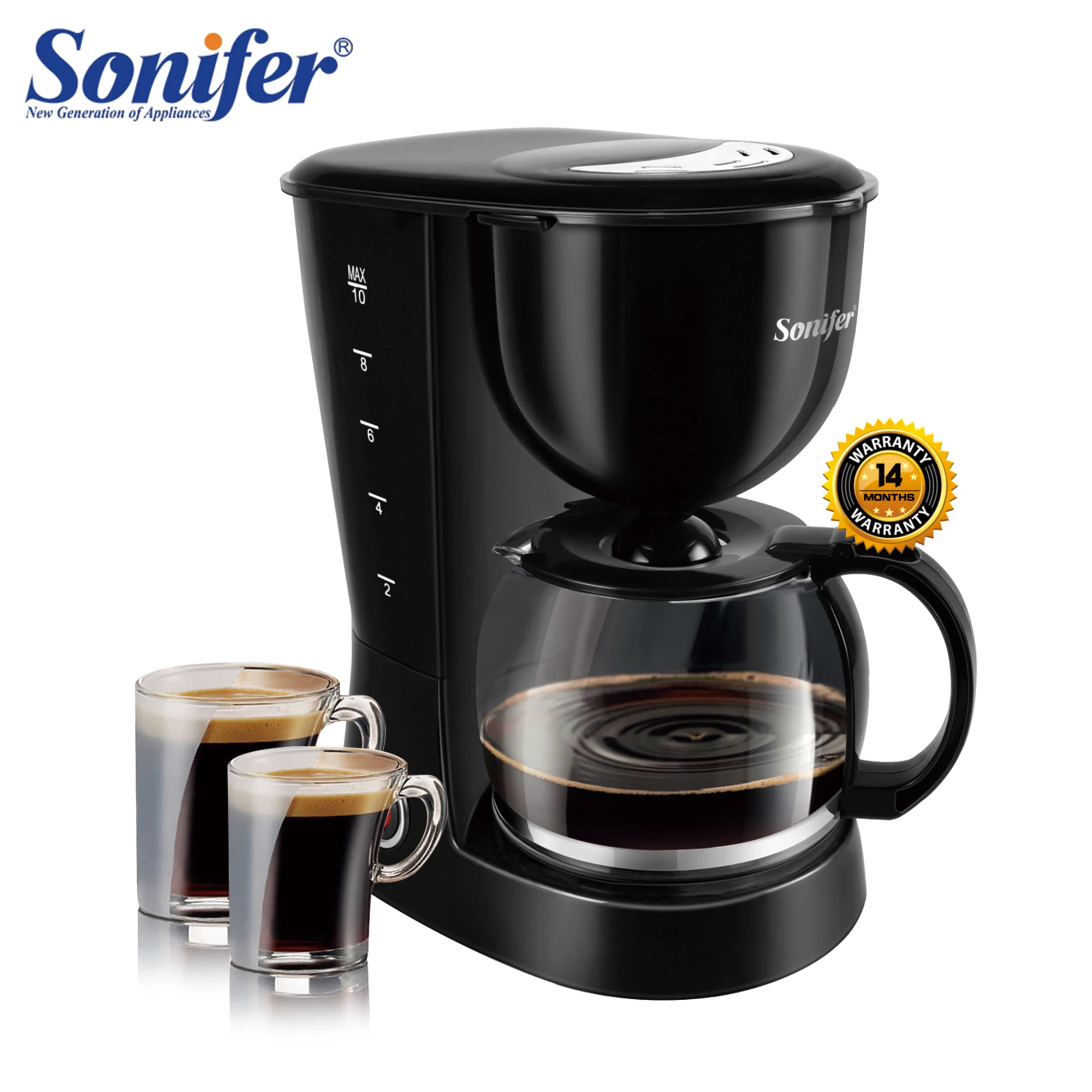 1.25L cafetière électrique goutte à goutte 800W Machine à café domestique 6 tasses thé cafetière lait cafetière pour cadeau 220V Sonifer 1