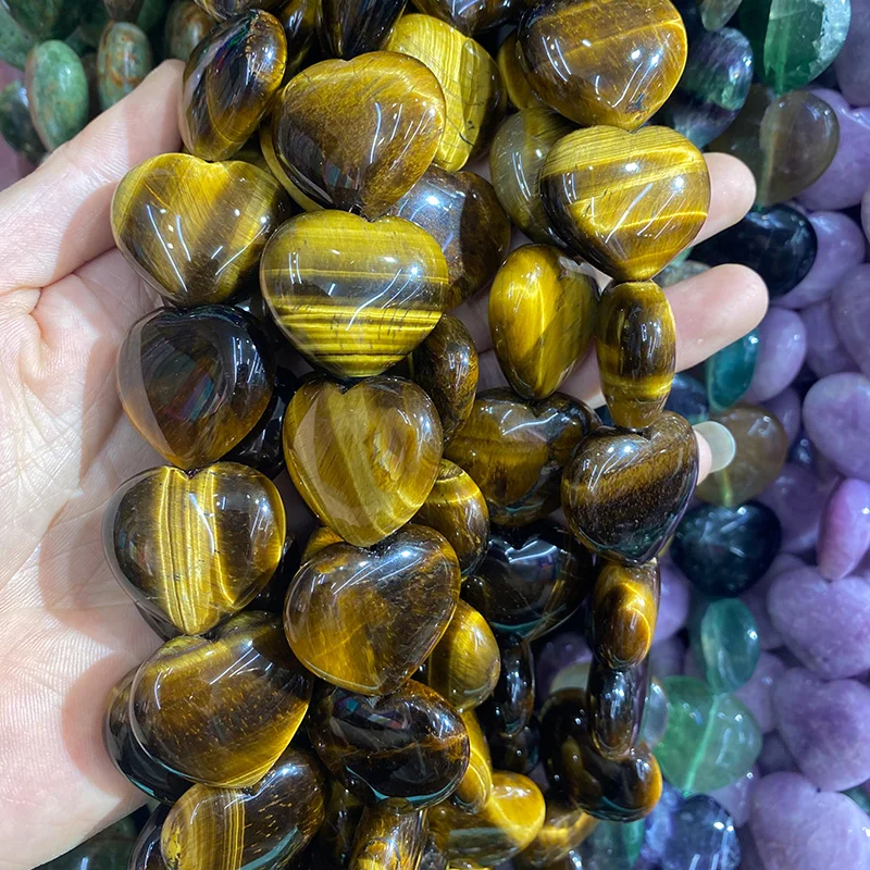 Natural Stone Heart shape Loose Beads Crystal Semifinished String Bead for Jewelry Making DIY Bracelet Necklace Accessories