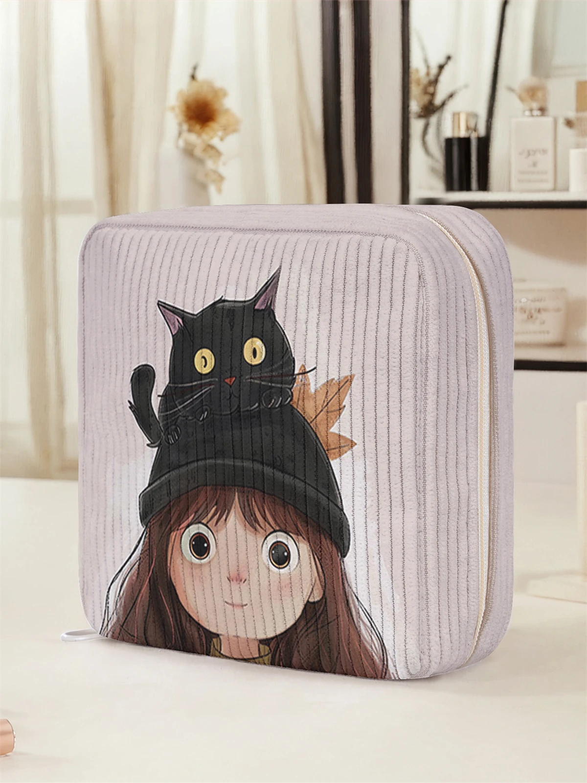 Girl pattern printed sanitary napkin storage bag, women's lightweight tissue bag, sanitary tissue bag