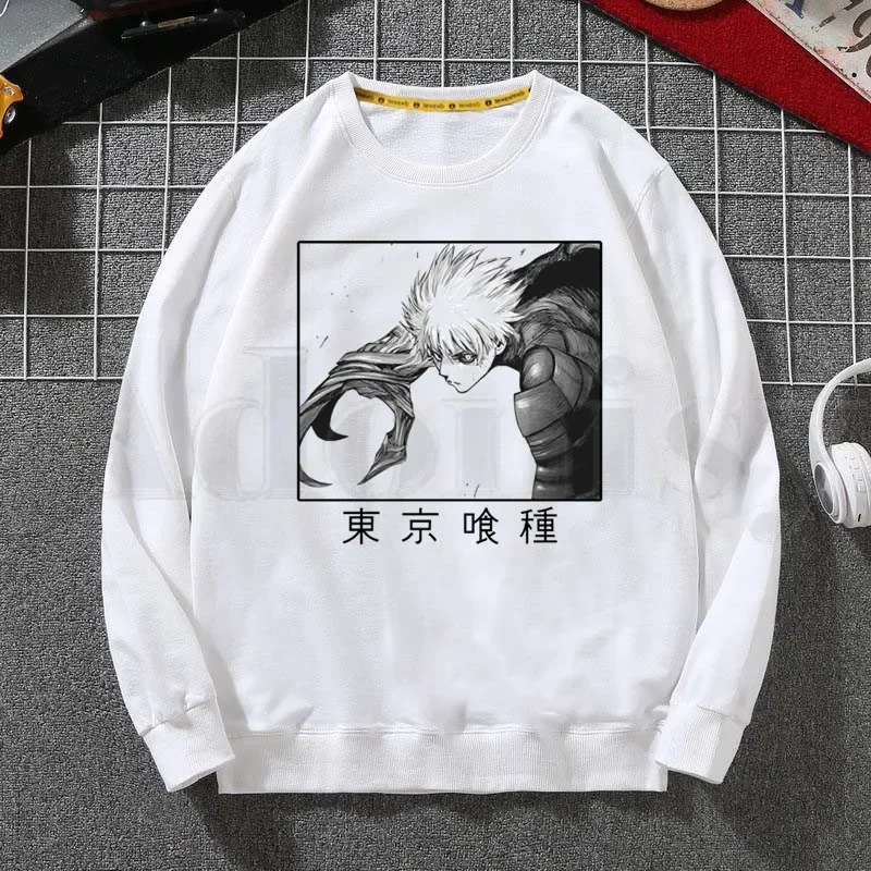 

Tokyo Ghoul Kaneki Ken Eyes Japan Anime Manga Hoodies Sweatshirt Print Trend Mens Clothes Hip-Hop Male Crewneck Hoodies Men