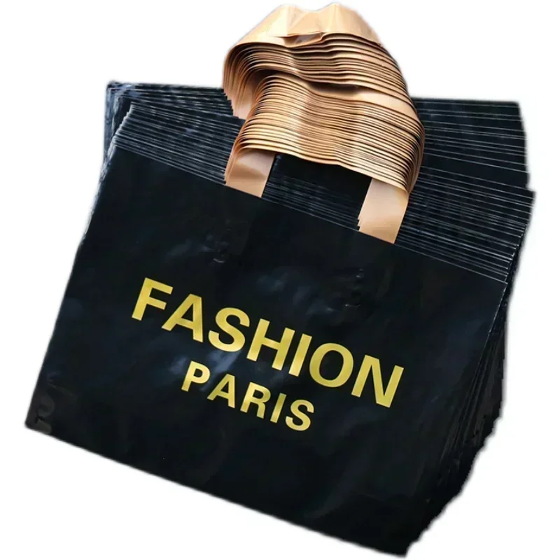 50pcs Plastic Tote Bags Clothing Shoes Shopping Bag Portable Gift Packaging Jewelry Candy Christmas and New Year Party Supplies 4