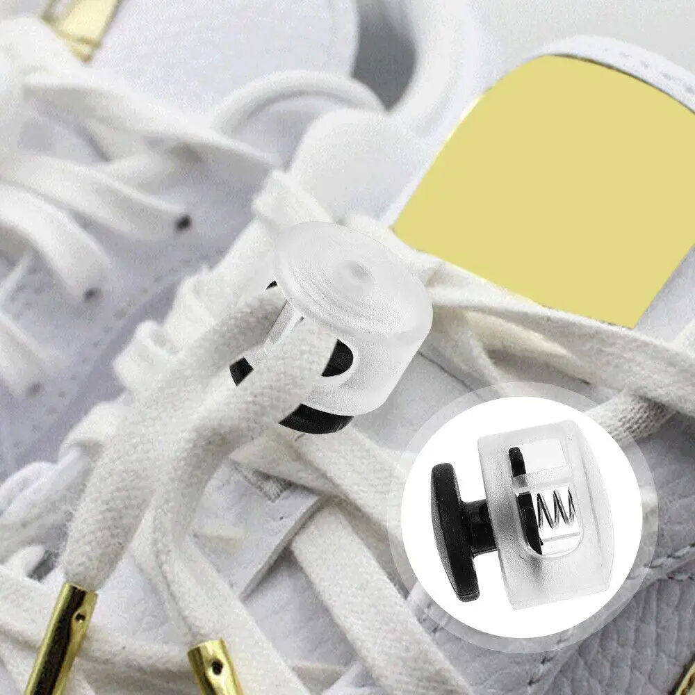 1Pcs Unbinding Colour Rope Lock Anti Slip Buckle Double Hole Press Button Spring Buckle Shoelace Buckle Rope Clamp