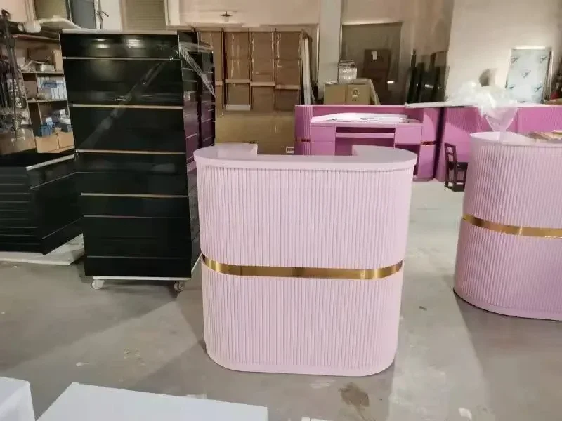 Cashier Reception Desk Durable Counter Hot Pink or White for Beauty Salon Barbershop Use