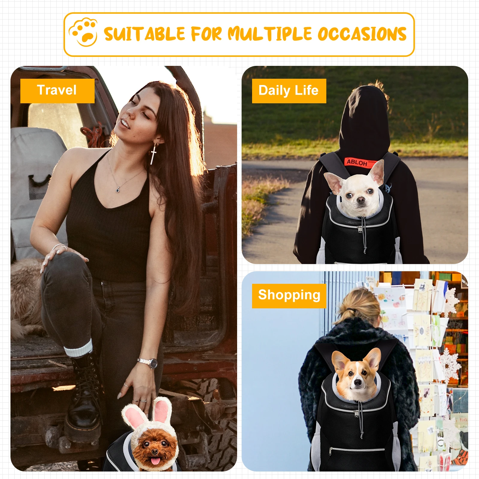 Cat and Puppy Transport Bag Travel Backpack, Cat Backpack, Puppy Outdoor Portable Bag, Camping Pet Carrier Breathable Backpack