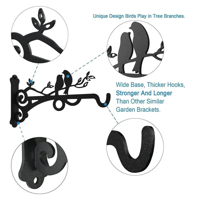 Virágkosár Tartó Falra Szerelt Madármintás Tartókészülék Rusztikus Stílusú Széles Alap Virágpapírok Lámpás Ketrec Jelzőtábla - Image 2