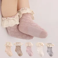 Lovely Baby Girls Leg Ruffled Long Socks Cotton Cute Socks Kid Spring Autumn Clothing with Lacework Unisex Toddlers Cotton Socks 2