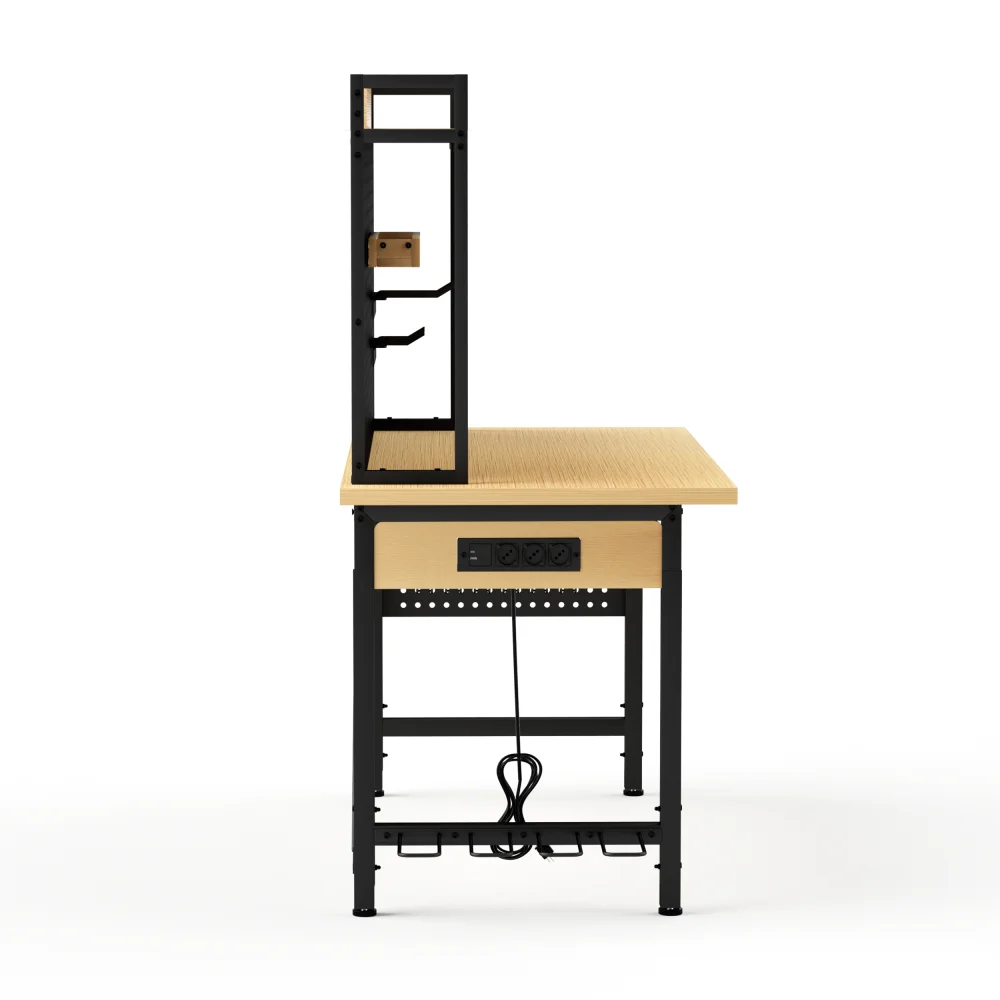 48'' Verstellbare Mobile Werkbank, Holz-Garagenbank mit Lochplatte, 700KG Tragfähigkeit, AC/USB-Ladeanschluss, Ablagefach – Detail 16